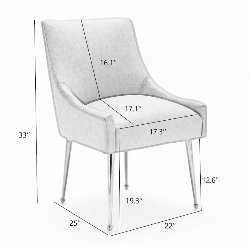 Chaise de salle à manger ou de coiffeuse en similicuir moderne glamour, lot de 2 avec poignée arrière