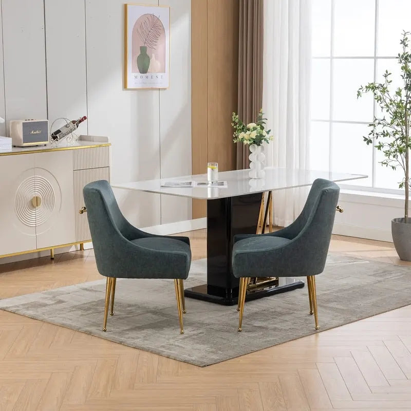 Chaise de salle à manger ou de coiffeuse en similicuir moderne glamour, lot de 2 avec poignée arrière