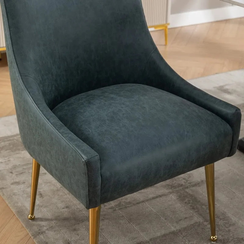 Chaise de salle à manger ou de coiffeuse en similicuir moderne glamour, lot de 2 avec poignée arrière
