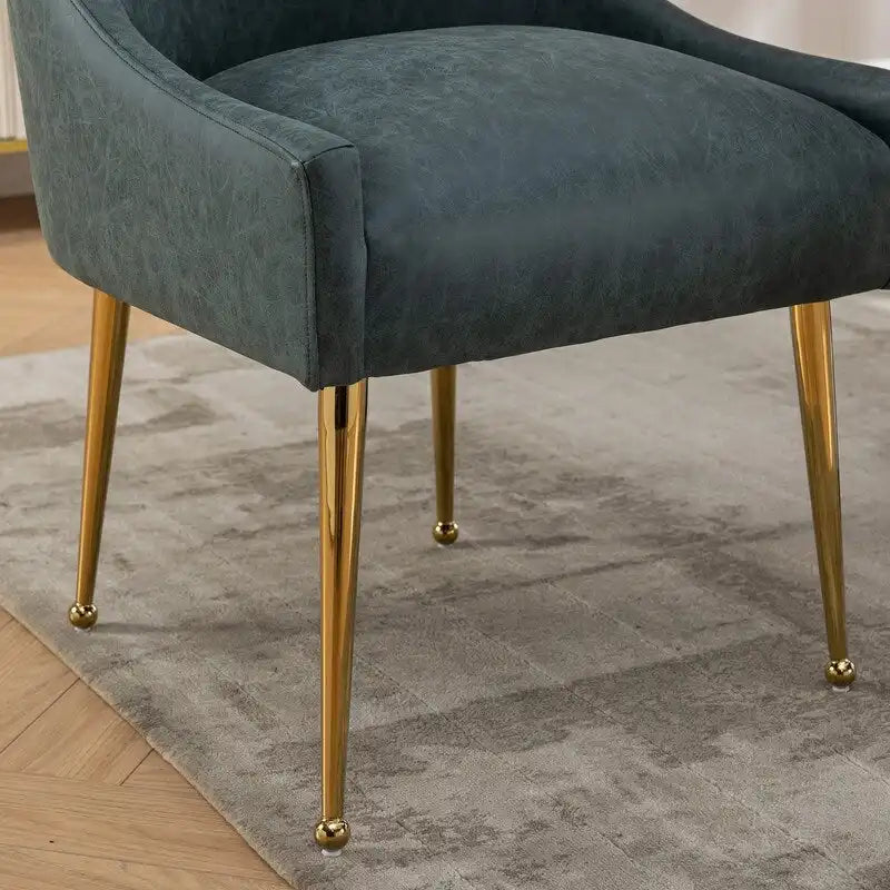 Chaise de salle à manger ou de coiffeuse en similicuir moderne glamour, lot de 2 avec poignée arrière