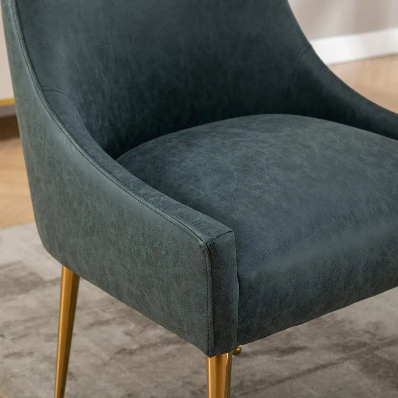Chaise de salle à manger ou de coiffeuse en similicuir moderne glamour, lot de 2 avec poignée arrière