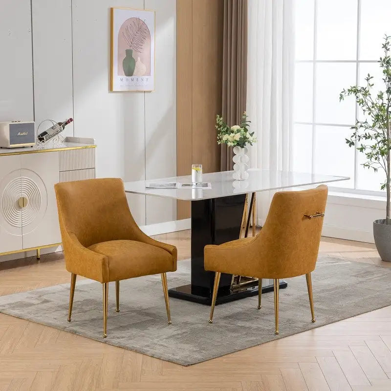 Chaise de salle à manger ou de coiffeuse en similicuir moderne glamour, lot de 2 avec poignée arrière