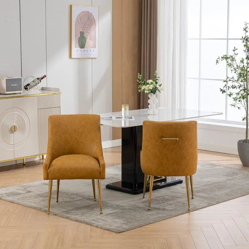Chaise de salle à manger ou de coiffeuse en similicuir moderne glamour, lot de 2 avec poignée arrière
