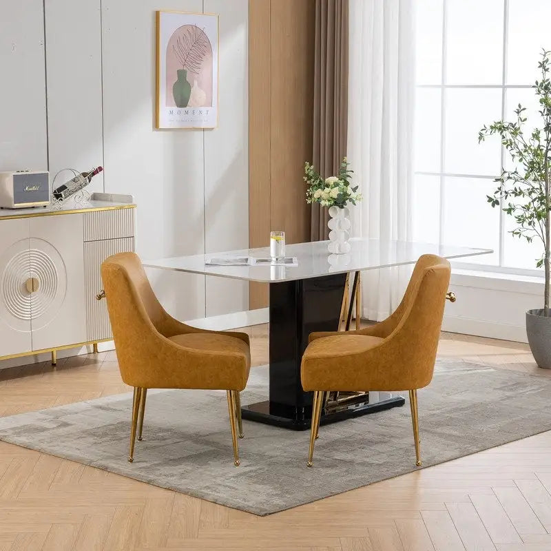 Chaise de salle à manger ou de coiffeuse en similicuir moderne glamour, lot de 2 avec poignée arrière