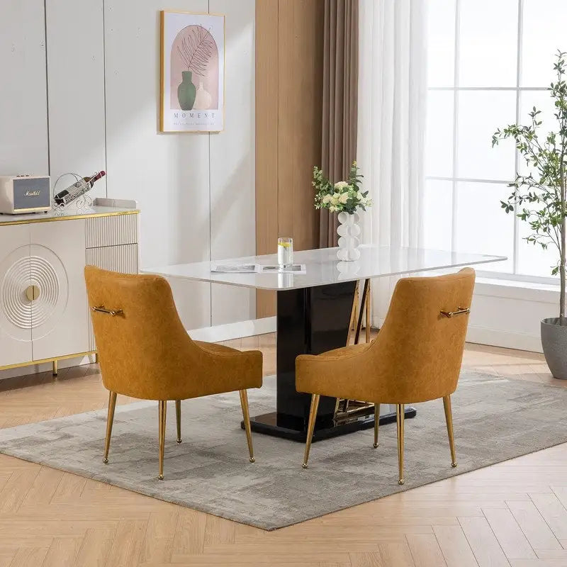 Chaise de salle à manger ou de coiffeuse en similicuir moderne glamour, lot de 2 avec poignée arrière