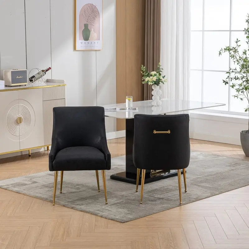 Chaise de salle à manger ou de coiffeuse en similicuir moderne glamour, lot de 2 avec poignée arrière