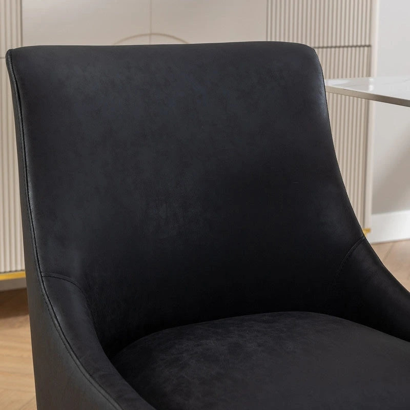 Chaise de salle à manger ou de coiffeuse en similicuir moderne glamour, lot de 2 avec poignée arrière