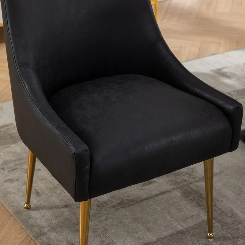 Chaise de salle à manger ou de coiffeuse en similicuir moderne glamour, lot de 2 avec poignée arrière
