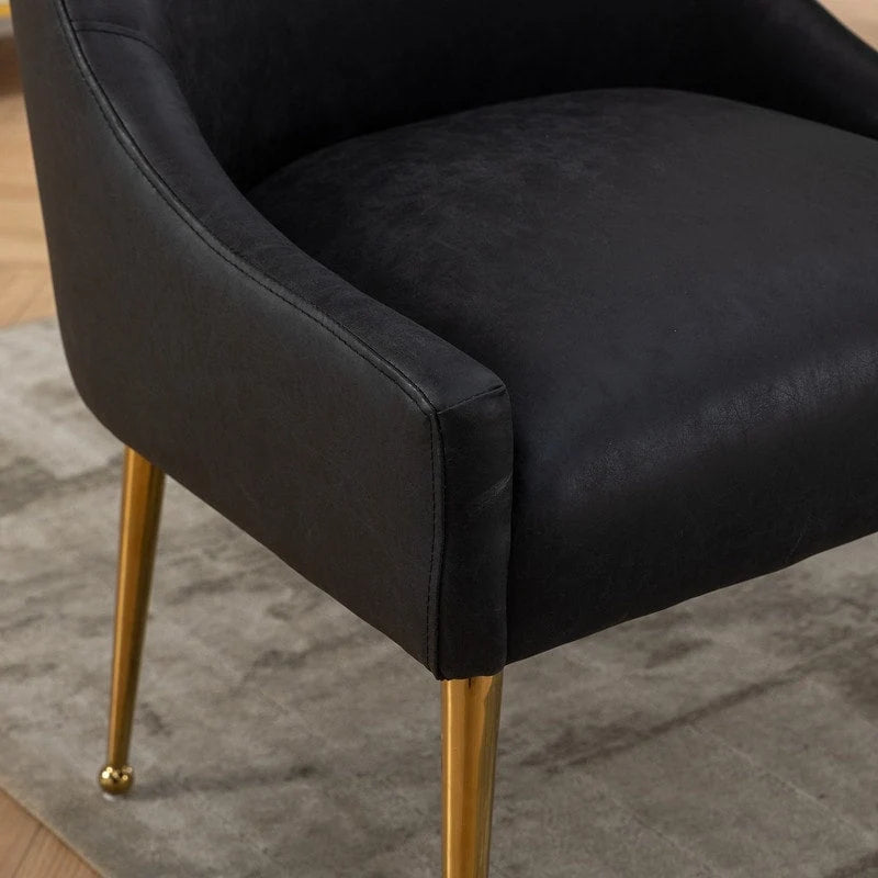 Chaise de salle à manger ou de coiffeuse en similicuir moderne glamour, lot de 2 avec poignée arrière