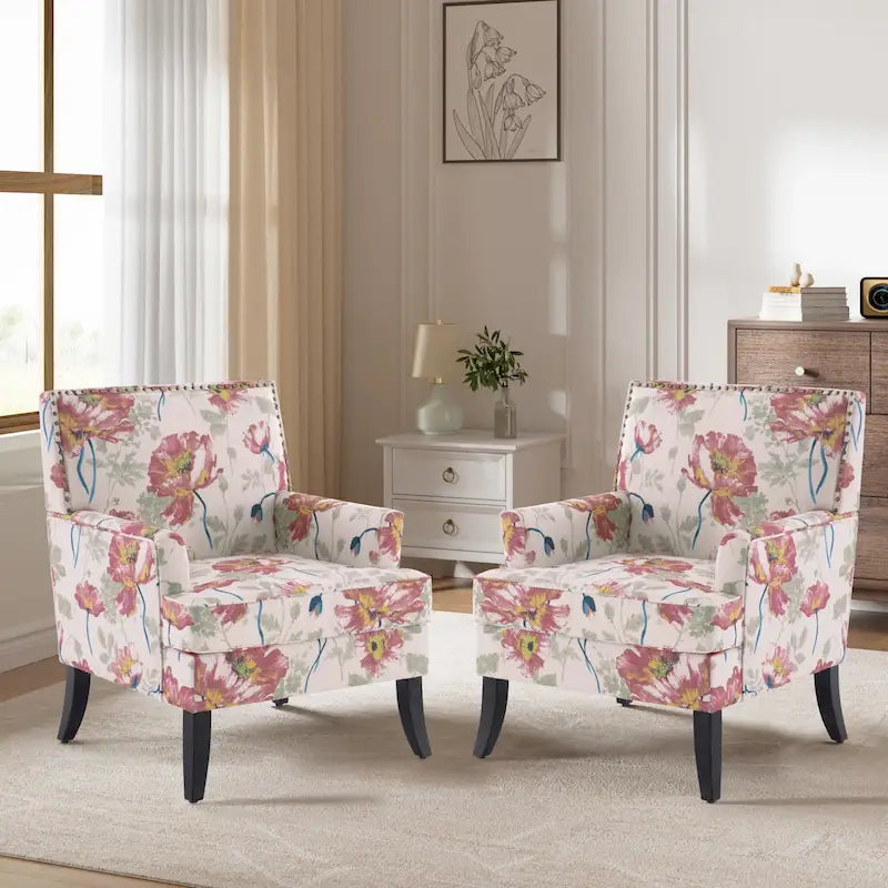 Fauteuils d'appoint avec garniture cloutée - lot de 2