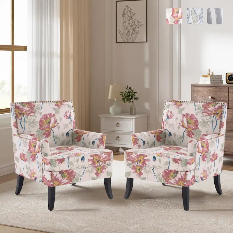 Fauteuils d'appoint avec garniture cloutée - lot de 2