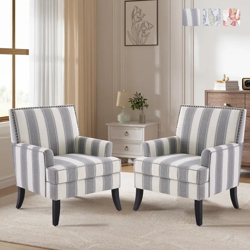 Fauteuils d'appoint avec garniture cloutée - lot de 2