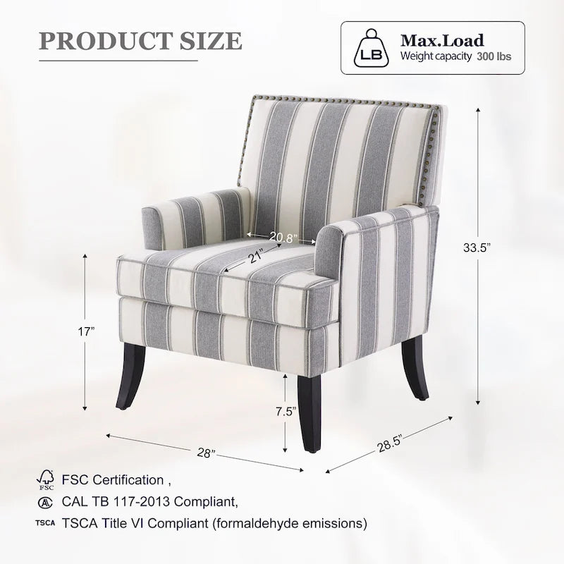 Fauteuils d'appoint avec garniture cloutée - lot de 2