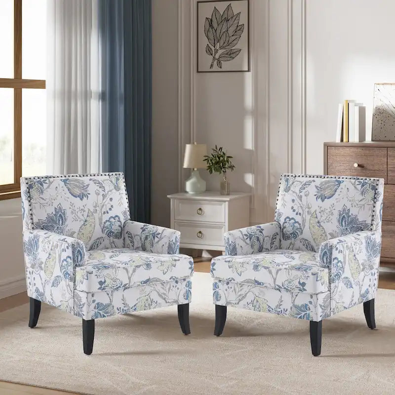 Fauteuils d'appoint avec garniture cloutée - lot de 2