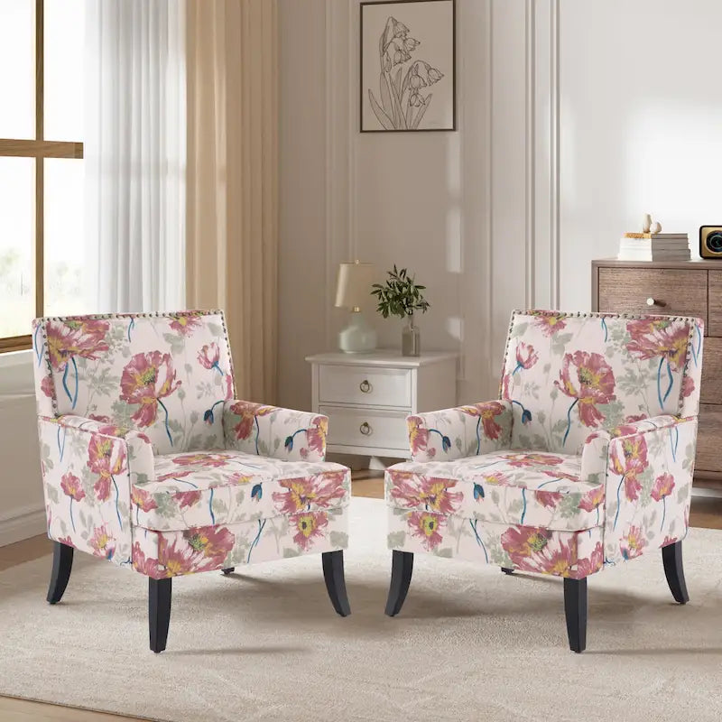 Fauteuils d'appoint avec garniture cloutée - lot de 2