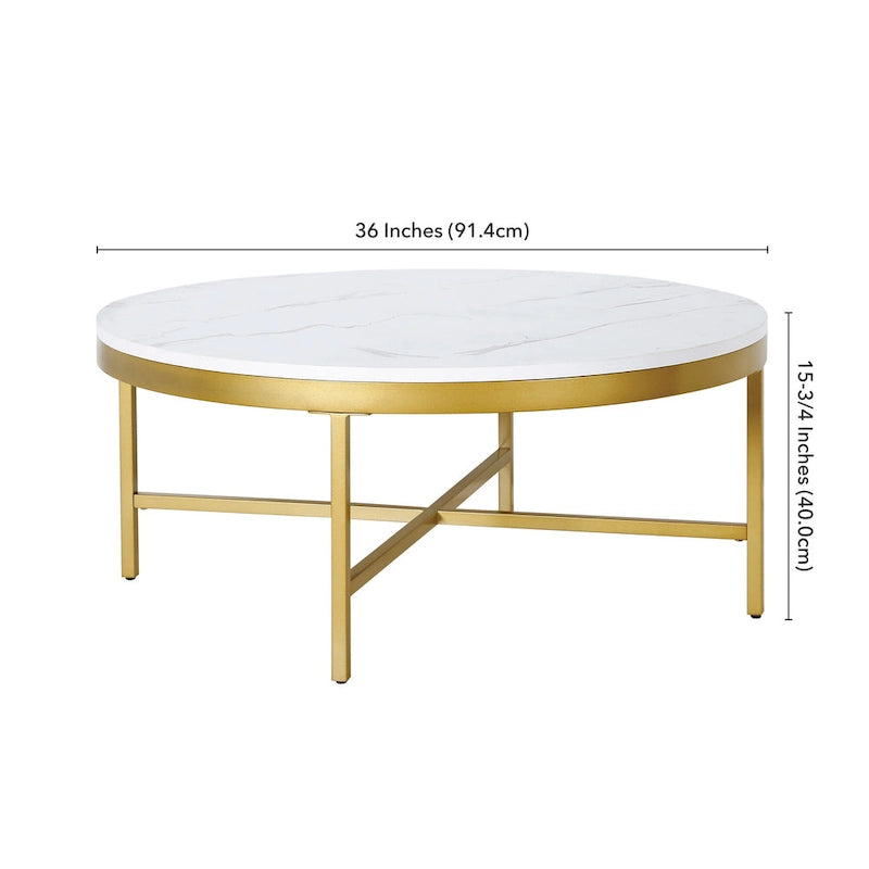 Table basse ronde contemporaine en acier avec plateau en verre