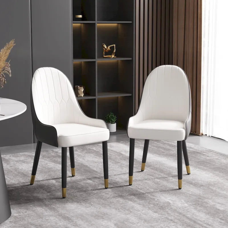 Lot de 2 chaises de salle à manger modernes rembourrées en cuir PU