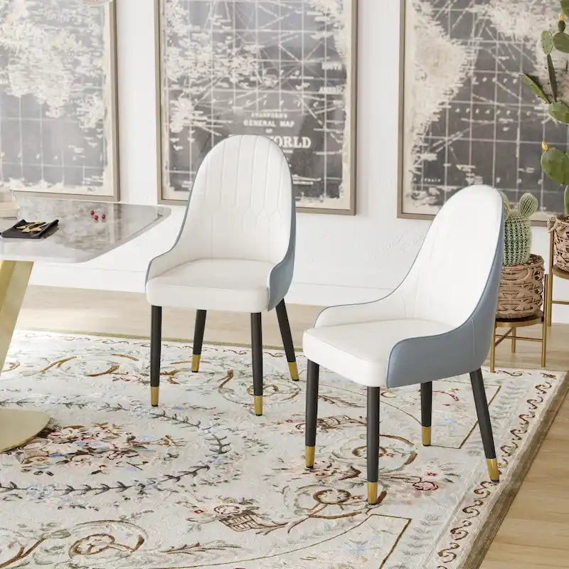 Lot de 2 chaises de salle à manger modernes rembourrées en cuir PU