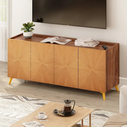 Meuble TV bahut en bois massif 63 pouces