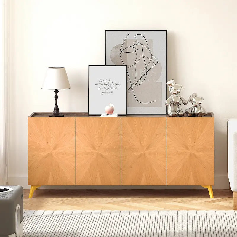 Meuble TV bahut en bois massif 63 pouces