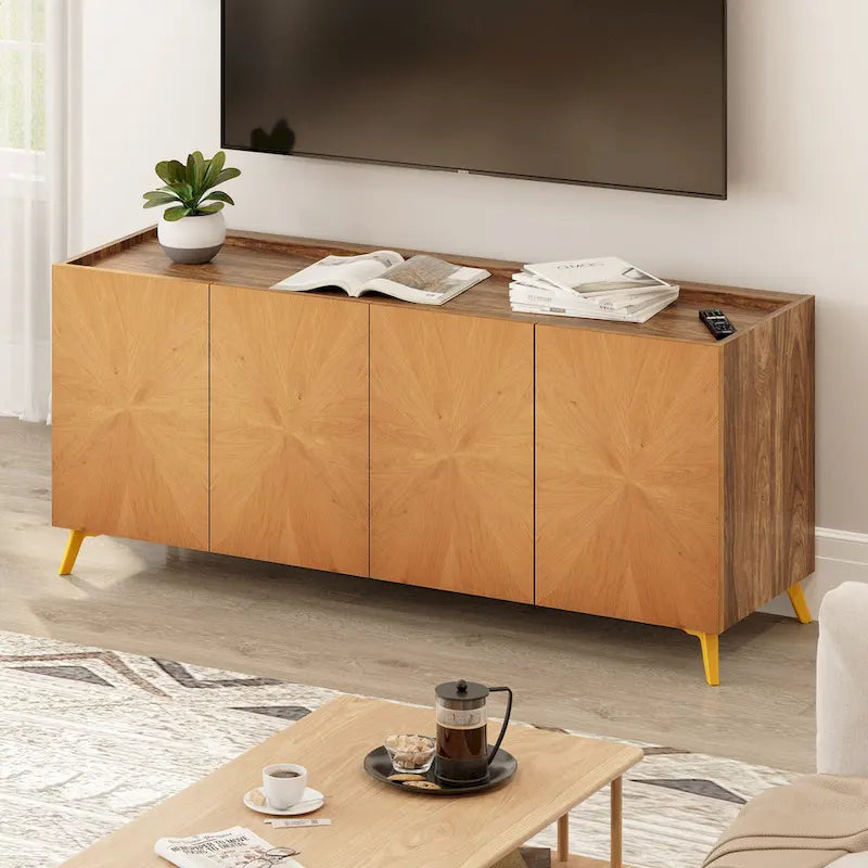 Meuble TV bahut en bois massif 63 pouces