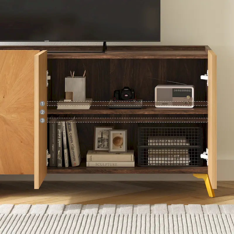 Meuble TV bahut en bois massif 63 pouces
