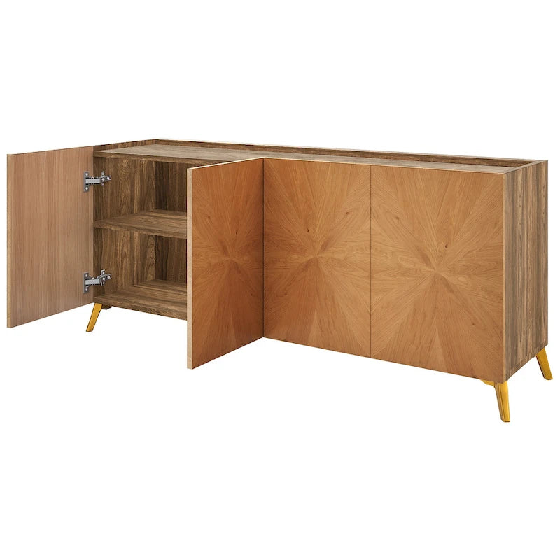 Meuble TV bahut en bois massif 63 pouces