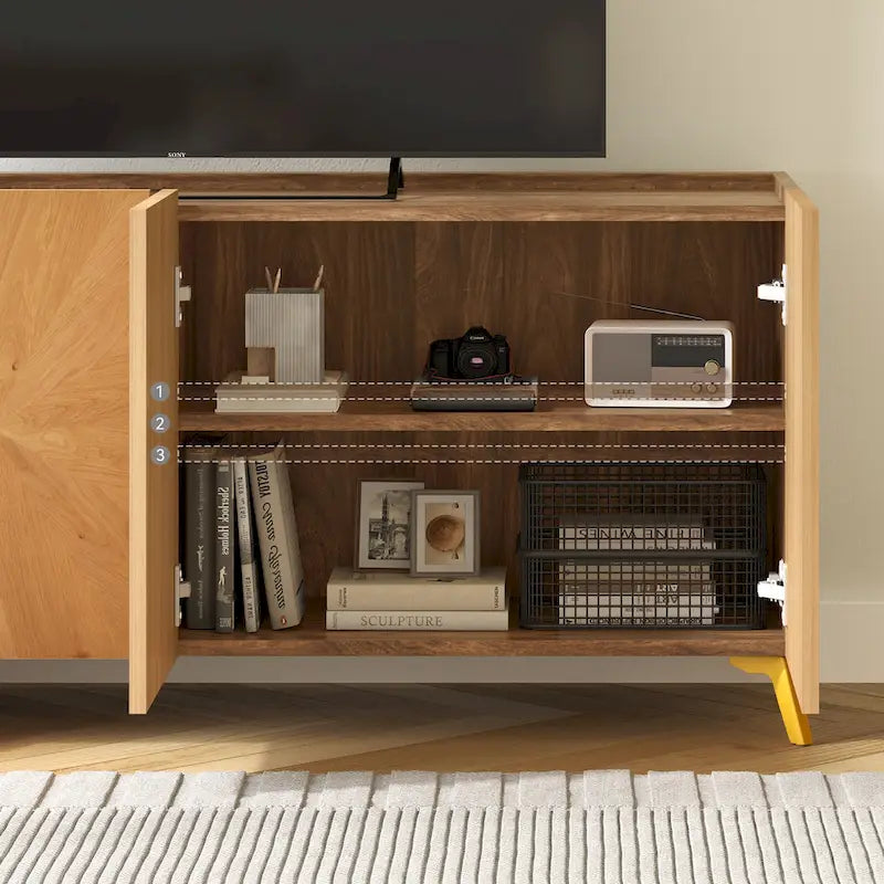 Meuble TV bahut en bois massif 63 pouces
