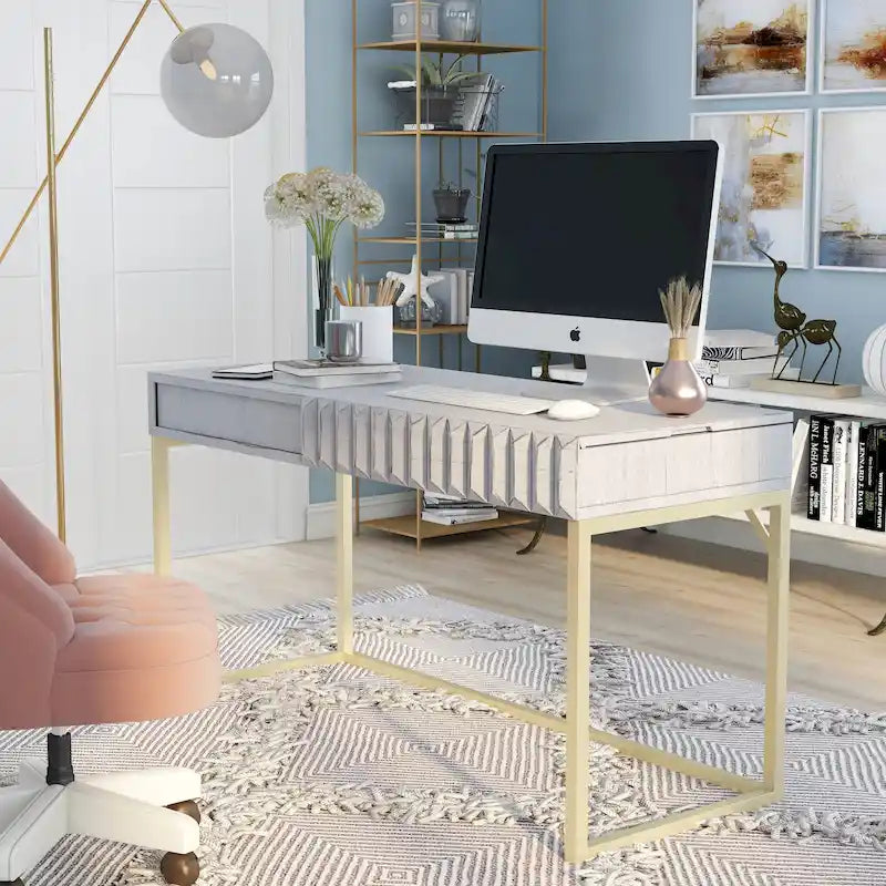 Bureau debout moderne de 57 pouces en métal avec plateau relevable par