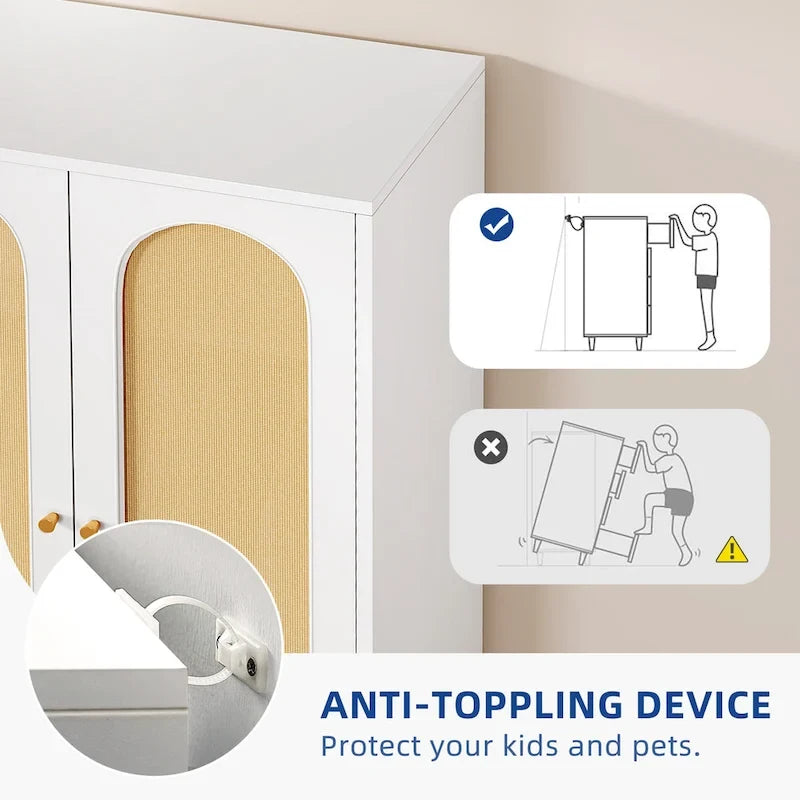 Armoire de chambre en rotin de 70 po avec tiroir et tringle de suspension