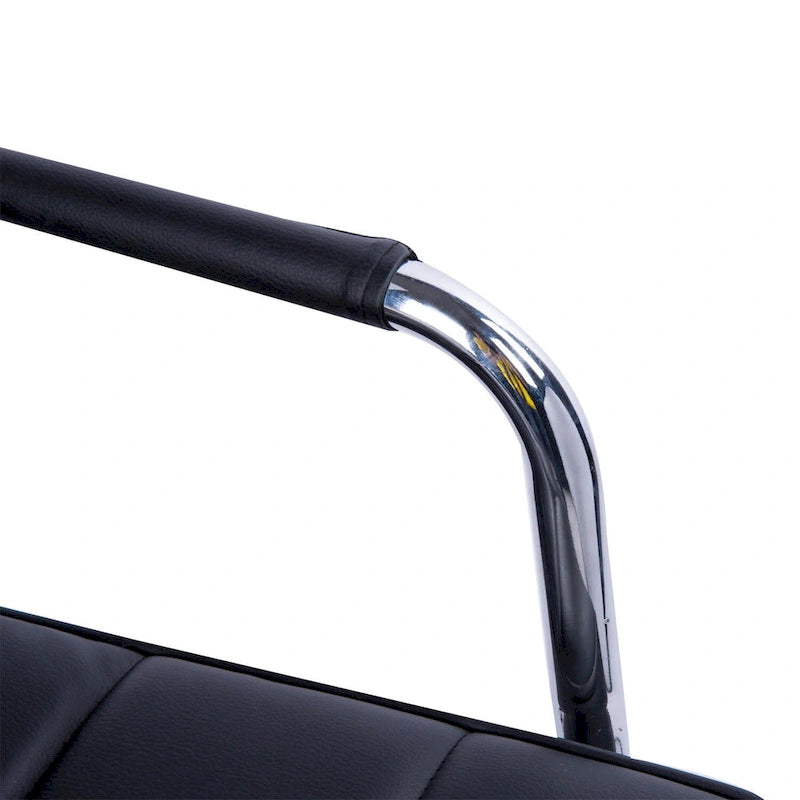 Chaise de bureau moderne avec revêtement en cuir PU, hauteur réglable, roulettes pivotantes à 360°, noir