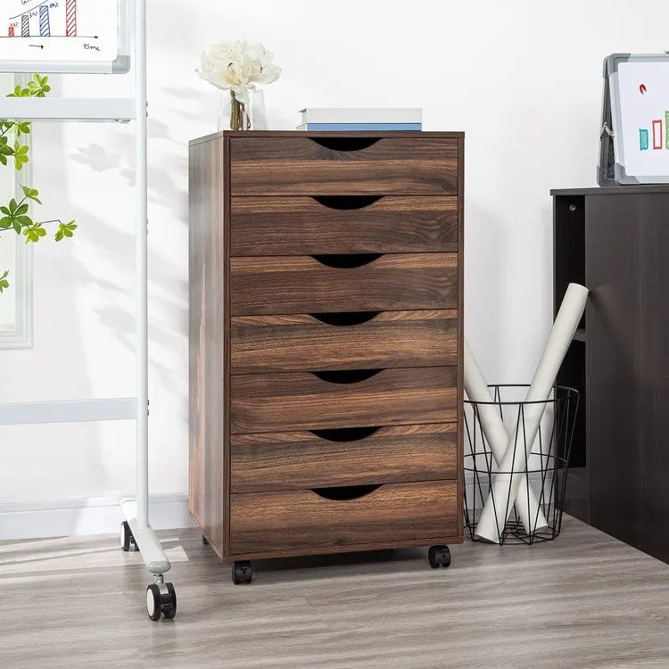 Classeurs de bureau, Classeurs en bois pour bureau à domicile, Classeur latéral, Classeur à tiroirs mobile - Gris