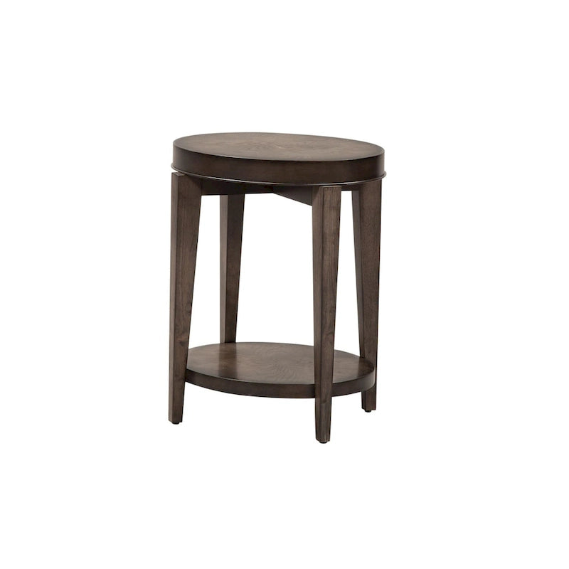 Table d'appoint ovale en pierre couleur expresso