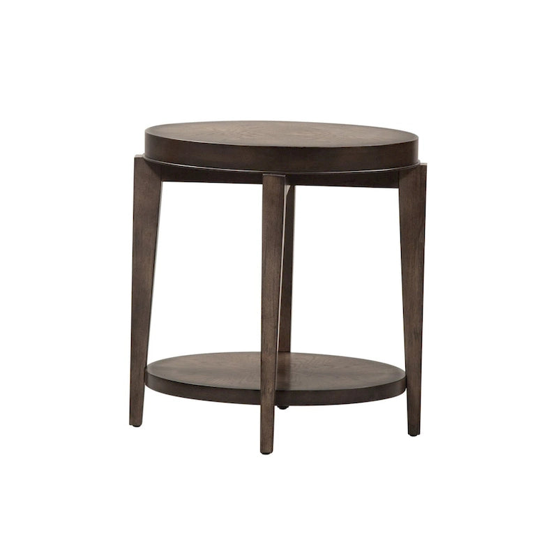 Table d'appoint ovale en pierre couleur expresso