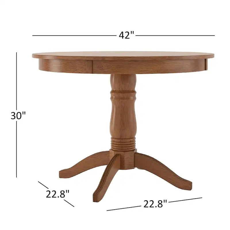 Ensemble de salle à manger 5 pièces en chêne avec piètement rond par