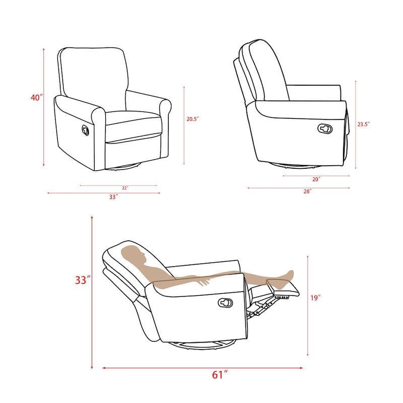 Fauteuil inclinable manuel pivotant à 360 degrés pour salon