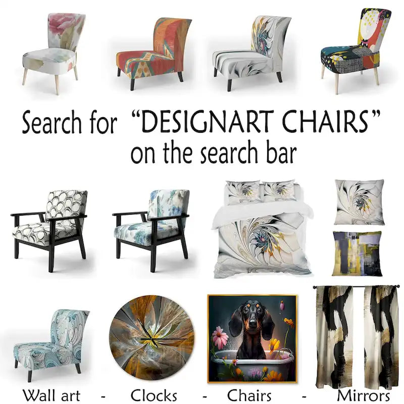 Chaise d'appoint rembourrée mi-siècle et fauteuil moderne mi-siècle, fusion abstraite mi-siècle colorée