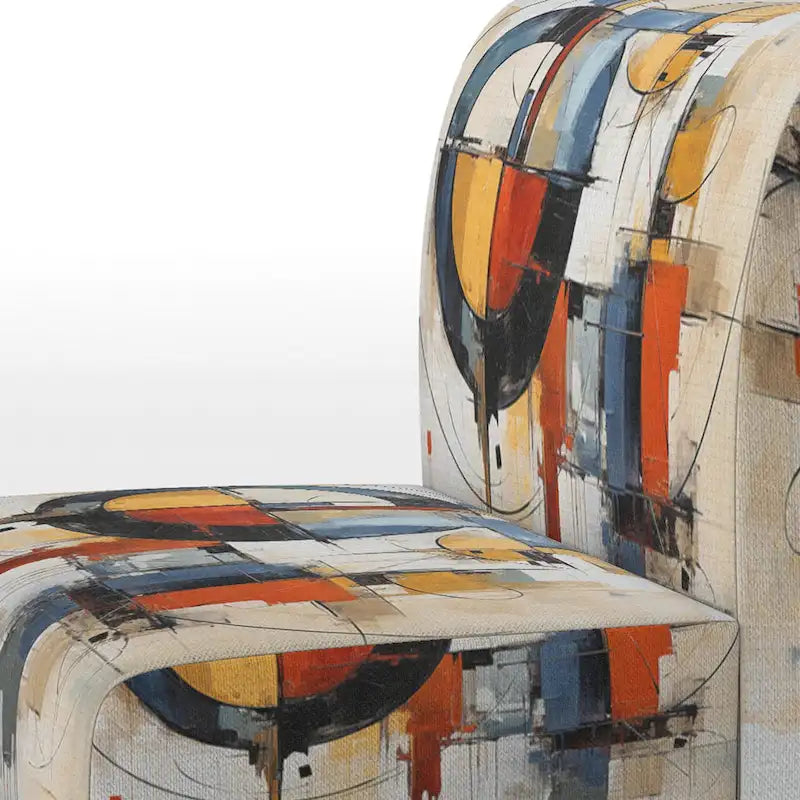 Chaise d'appoint rembourrée mi-siècle et fauteuil moderne mi-siècle, fusion abstraite mi-siècle colorée