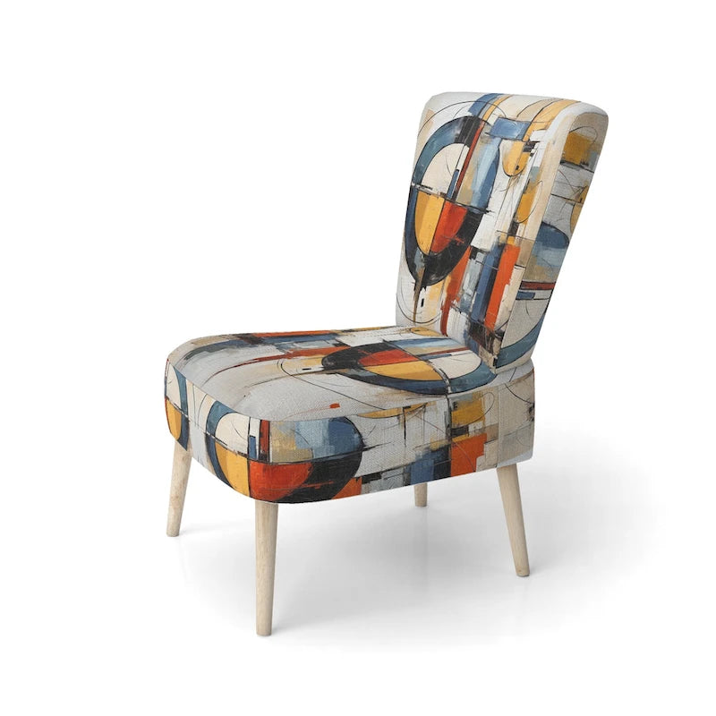 Chaise d'appoint rembourrée mi-siècle et fauteuil moderne mi-siècle, fusion abstraite mi-siècle colorée