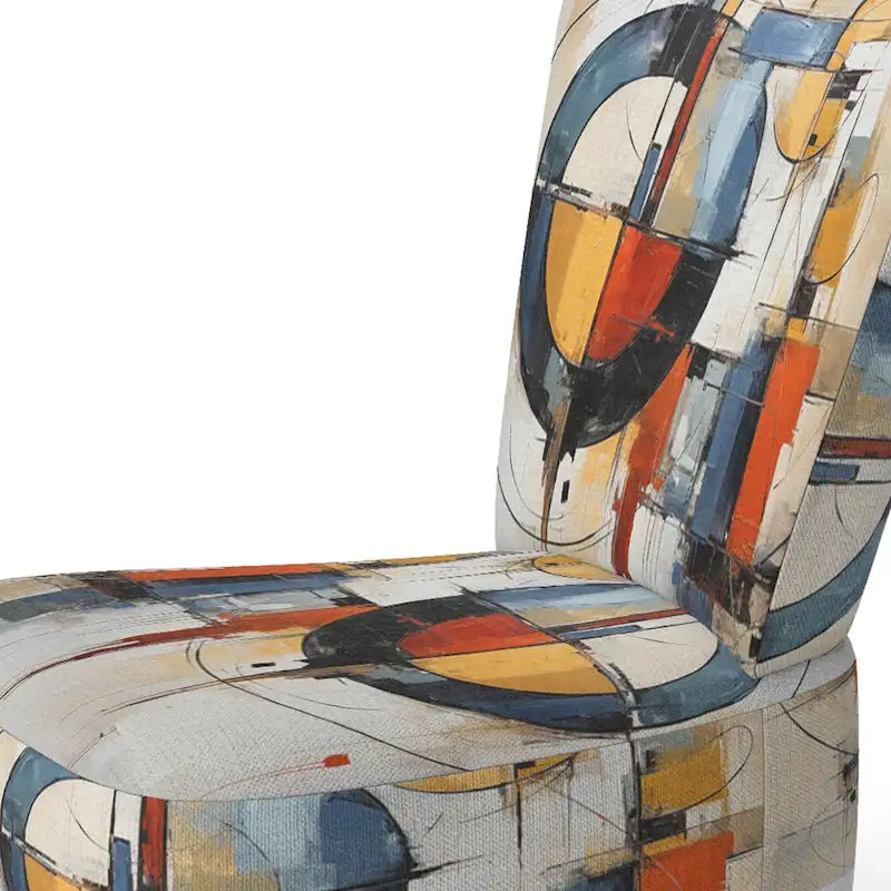 Chaise d'appoint rembourrée mi-siècle et fauteuil moderne mi-siècle, fusion abstraite mi-siècle colorée