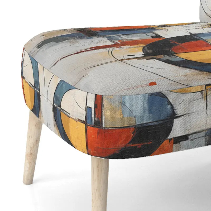 Chaise d'appoint rembourrée mi-siècle et fauteuil moderne mi-siècle, fusion abstraite mi-siècle colorée