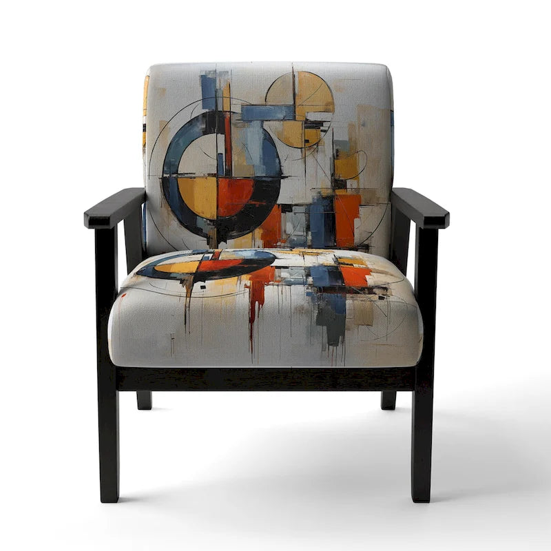 Chaise d'appoint rembourrée mi-siècle et fauteuil moderne mi-siècle, fusion abstraite mi-siècle colorée