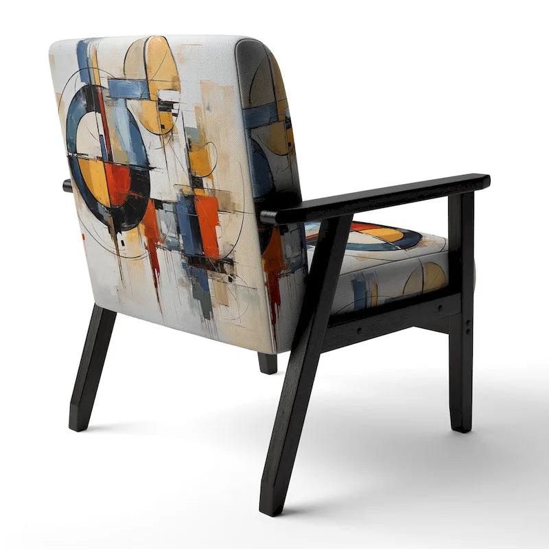 Chaise d'appoint rembourrée mi-siècle et fauteuil moderne mi-siècle, fusion abstraite mi-siècle colorée