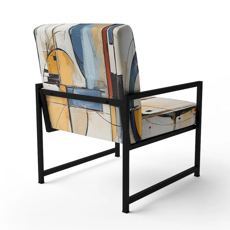 Chaise d'appoint rembourrée mi-siècle et fauteuil moderne mi-siècle, fusion abstraite mi-siècle colorée