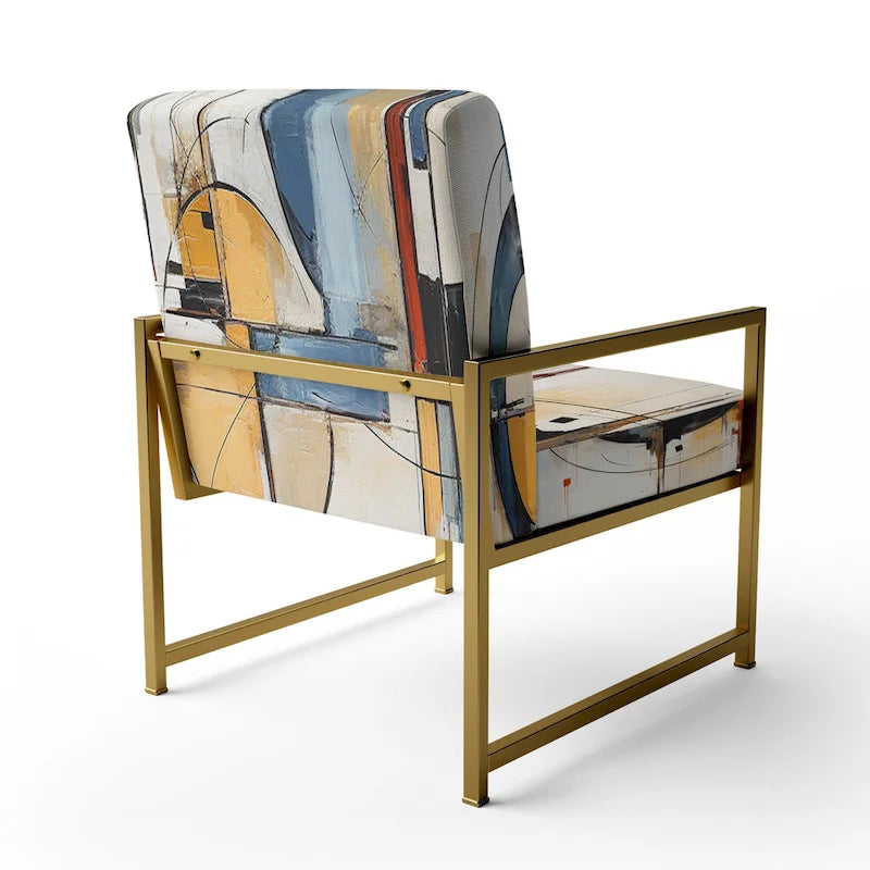 Chaise d'appoint rembourrée mi-siècle et fauteuil moderne mi-siècle, fusion abstraite mi-siècle colorée