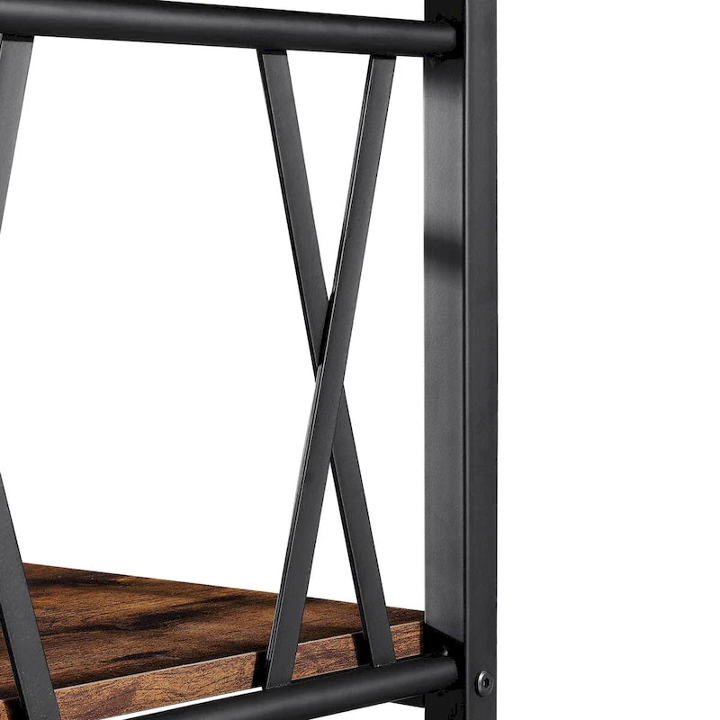 Table d'appoint industrielle en bois avec étagère de rangement