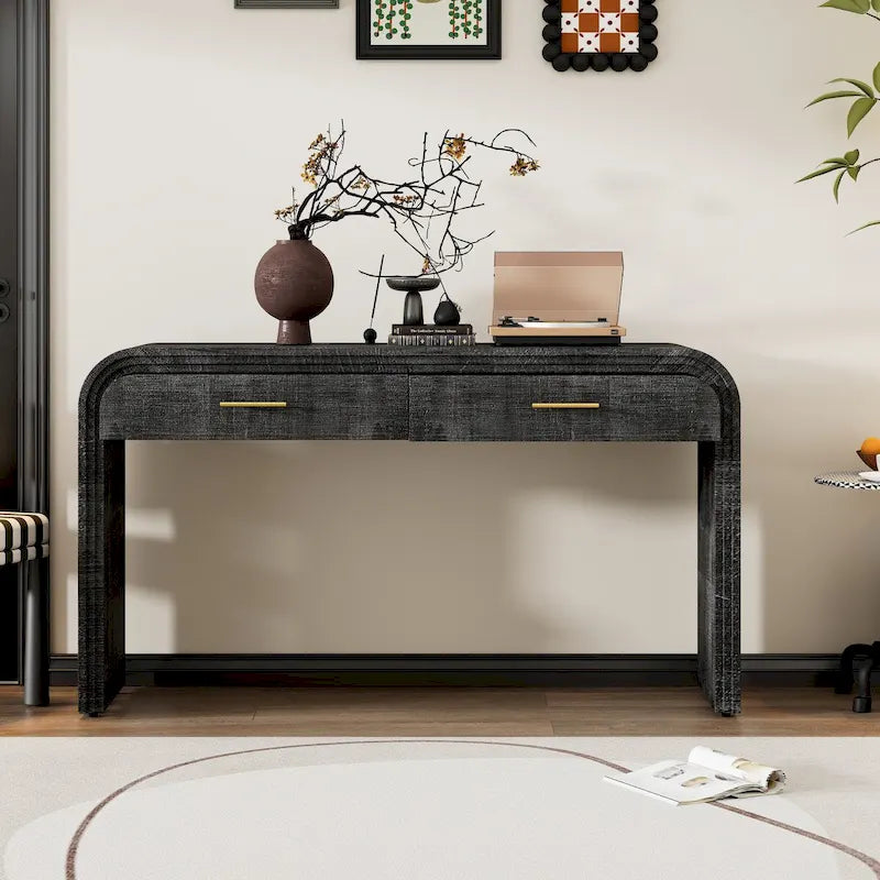 Console avec silhouette rétro unique à deux tiroirs
