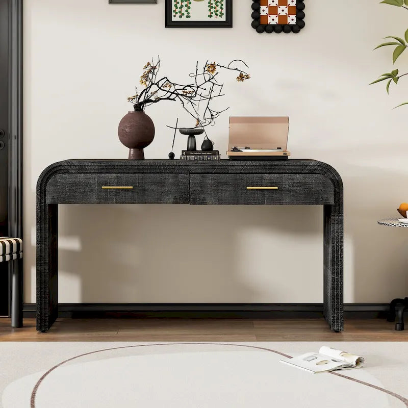 Console avec silhouette rétro unique à deux tiroirs