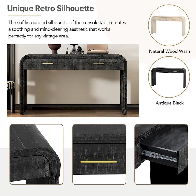 Console avec silhouette rétro unique à deux tiroirs