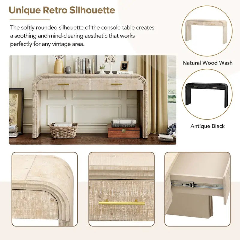 Console avec silhouette rétro unique à deux tiroirs